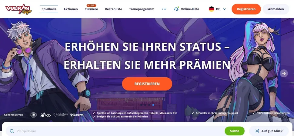 With your Vulkan Vegas account ready and funded